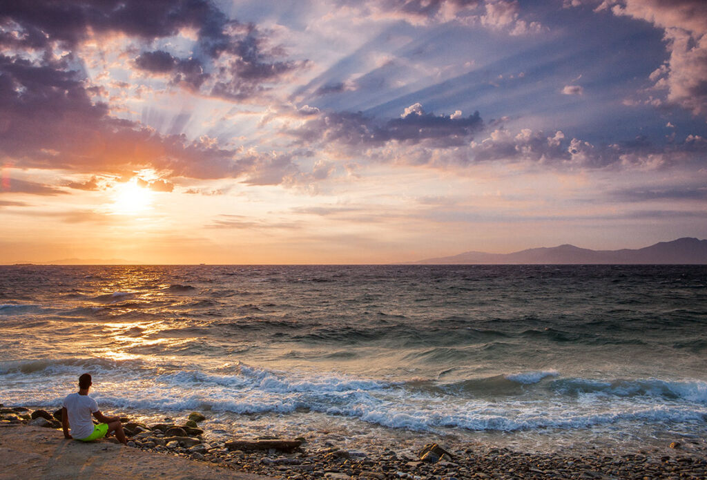 Sunset view from Mykonos Town, Greece. Sunset view from Mykonos Town, Greece.